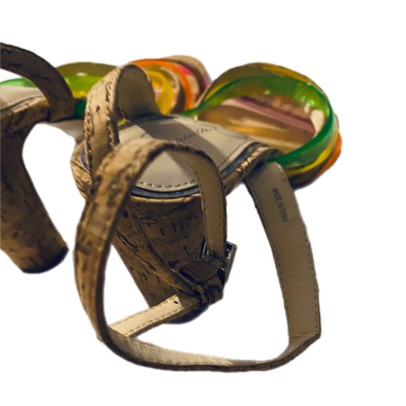 Jessica Simpson Muti Color Sandals With Cork Stack Heels Size 8M - Picture 9 of 9